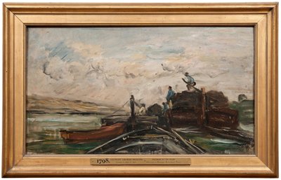 Lastkähne auf einem Fluss da Charles Francois Daubigny