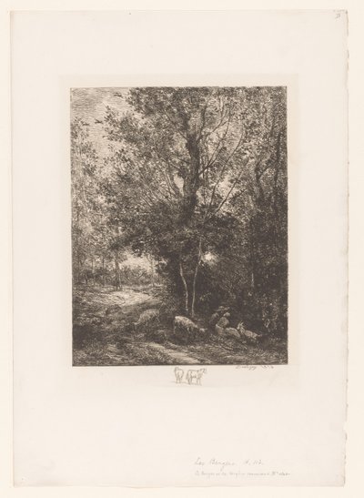 Bosco con pastori di capre a riposo da Charles Francois Daubigny
