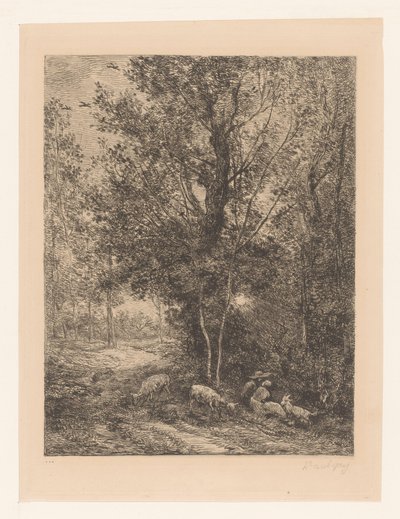 Bosco con caprai a riposo da Charles Francois Daubigny
