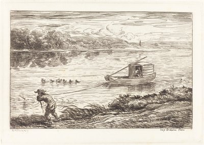 Mozzo che tira la corda (Le Mousse tirant le cordeau) da Charles Francois Daubigny