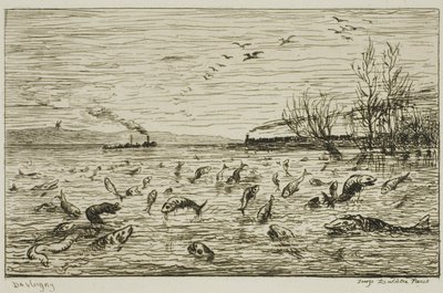 Celebrazione del pesce alla partenza del ragazzo della nave (Il pesce) da Charles Francois Daubigny