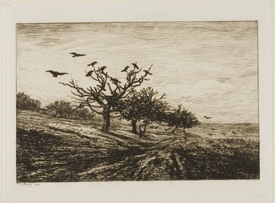Corvi su un albero da Charles Francois Daubigny