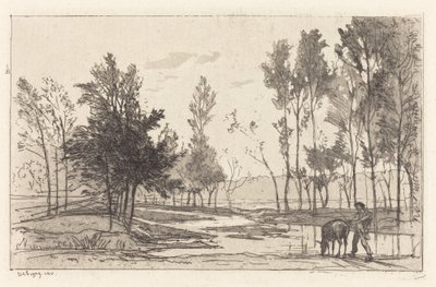 Asino a un abbeveratoio da Charles Francois Daubigny