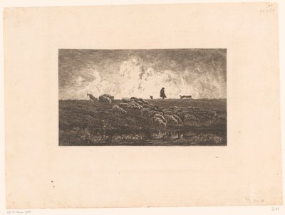 Paesaggio con pastore e pecore durante un acquazzone da Charles Francois Daubigny
