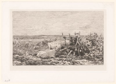 Paesaggio con bestiame a riposo tra i vigneti (Les vendanges) da Charles Francois Daubigny