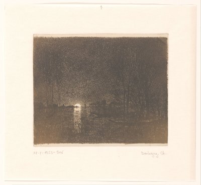 Veduta notturna di un lago da Charles Francois Daubigny