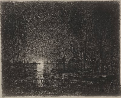 Notturno, impressione originale 1862, stampato nel 1921 da Charles Francois Daubigny