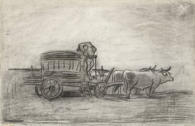 Carro di buoi, scuro profilato contro il cielo da Charles Francois Daubigny