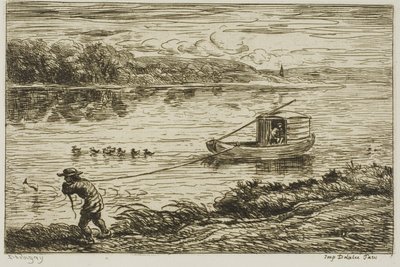 Ragazzo di bordo che tira la corda (Hauling on the Rope) da Charles Francois Daubigny