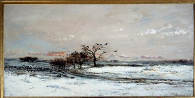 Paesaggio innevato al tramonto da Charles Francois Daubigny