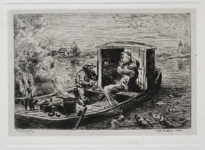 Il viaggio in barca: Abbuffata o pranzo sulla barca, 1861 da Charles Francois Daubigny