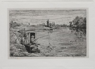 Il Viaggio in Barca: Il Mozzo che Pesca (Pesca con la Lenze) da Charles Francois Daubigny