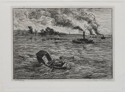 Il viaggio in barca: I battelli a vapore o Attenzione ai battelli a vapore, 1861 da Charles Francois Daubigny
