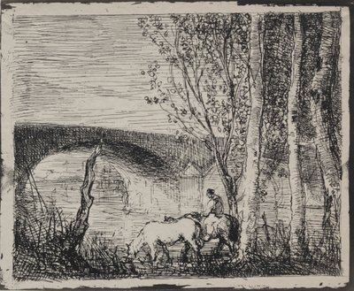 Il Ponte, impressione originale 1862, stampato nel 1921 da Charles Francois Daubigny