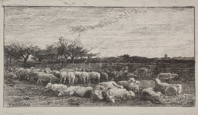 Il grande ovile, impressione originale 1862, stampato nel 1921 da Charles Francois Daubigny