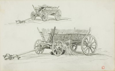 Due schizzi di un carro di buoi da Charles Francois Daubigny