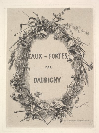 Ghirlanda di fiori selvatici, titolo per Eaux-Fortes par Daubigny da Charles Francois Daubigny