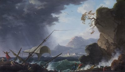 Un naufragio su una costa rocciosa da Charles François Grenier de Lacroix