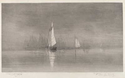 Scena di porto senza titolo con barche a vela da Charles Frederick William Mielatz