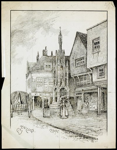 Vista da nord-ovest del Butter Cross, High Street, Winchester, Hampshire da Charles George Harper