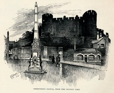 Castello di Shrewsbury, dal cortile della stazione, c1893, 1894 da Charles George Harper