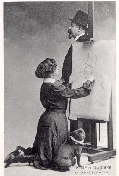 Cartolina raffigurante Colette e suo marito Willy da Charles Gerschel