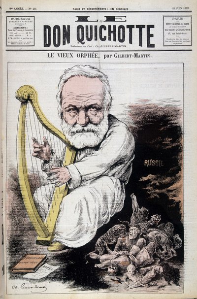 Il vecchio Orfeo: vignetta su Victor Hugo e la Russia - di Gilbert-Martin (Gilbert Martin), in "Don Chisciotte" del 23/06/1882 da Charles Gilbert Martin