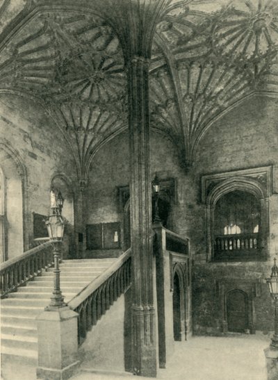 Pilastro del ventilatore e tetto fuori dalla sala di Christchurch da Charles Gillman and Co