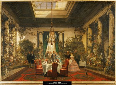 La sala da pranzo della principessa Matilde, figlia del re Girolamo, fratello di Napoleone I... (olio su tela) da Charles Giraud