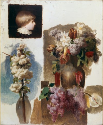 Fiori e testa (studio) da Charles Gleyre