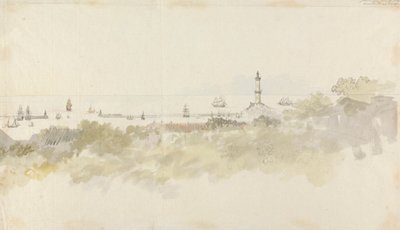 Genova - Un paesaggio marino con navi da Charles Gore