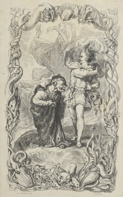 Illustrazione per La Tempesta: Calibano, Ferdinando e Ariel da Charles Gray