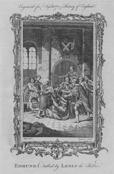 Edmondo I pugnalato da Leolf il Ladro, 1773 da Charles Grignion