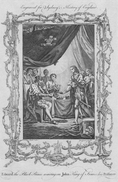 Edoardo il Principe Nero che attende Giovanni Re di Francia suo prigioniero da Charles Grignion