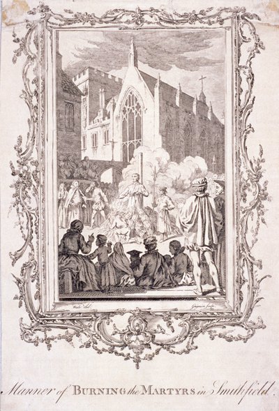Scena di protestanti bruciati a Smithfield, XVI secolo, c. 1760 da Charles Grignion