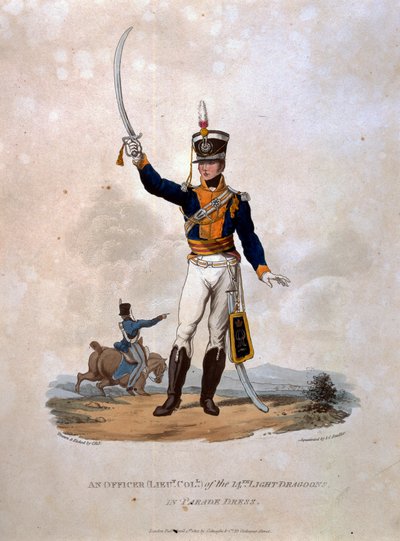 Un ufficiale dei 14th Light Dragoons in abito da parata, da 