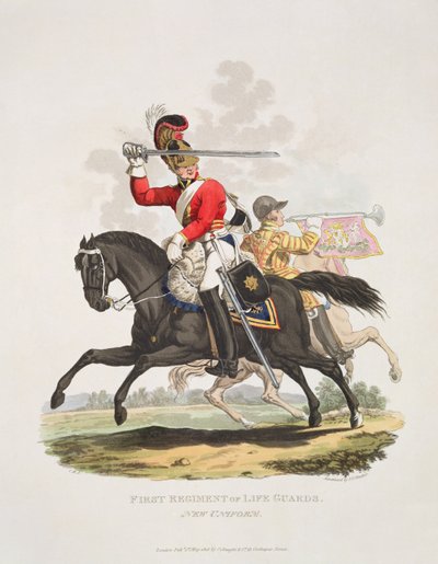 Primo reggimento delle guardie a cavallo, nuova uniforme, inciso da Joseph Constantine Stadler, 1815 da Charles Hamilton Smith