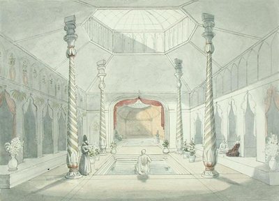 Interno di un bagno persiano a Kermanshah da Charles Hamilton Smith
