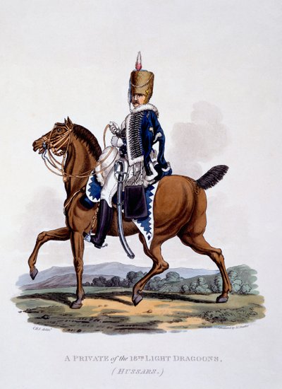 Uniforme di un soldato dei 18th Light Dragoons (Ussari), da 