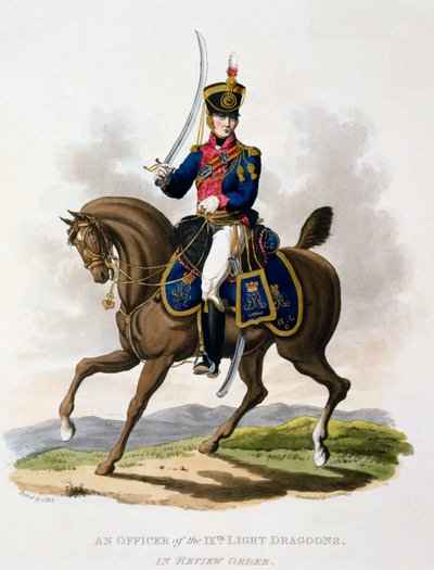 Uniforme di un ufficiale dei 9th Light Dragoons in ordine di revisione, da 