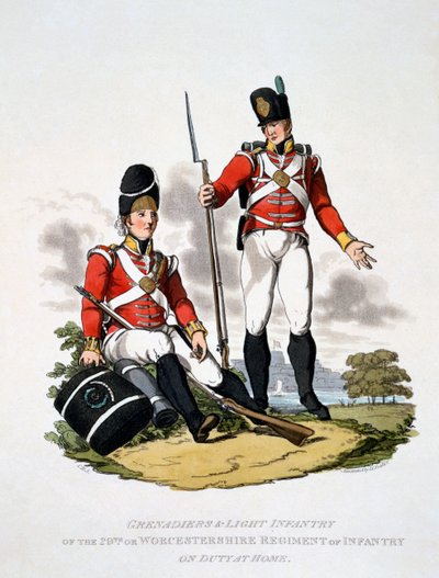 Uniforme dei Granatieri e della Fanteria Leggera del 20° o Reggimento del Worcestershire, da 
