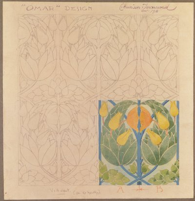 Omar, design per un doppio tessuto di seta e lana, 1898 da Charles Harrison Townsend