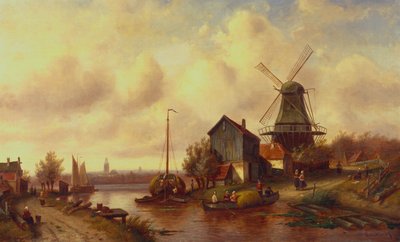 Un Villaggio Fluviale Olandese da Charles Henri Joseph Leickert