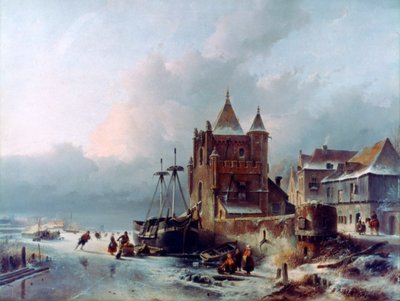 Fiume ghiacciato, c1838-1907 da Charles Henri Joseph Leickert