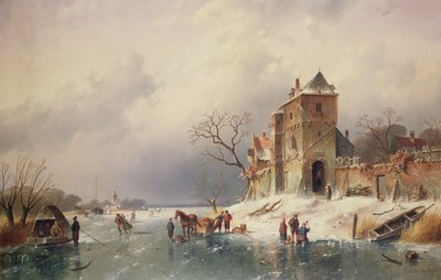 Scena invernale ghiacciata da Charles Henri Joseph Leickert