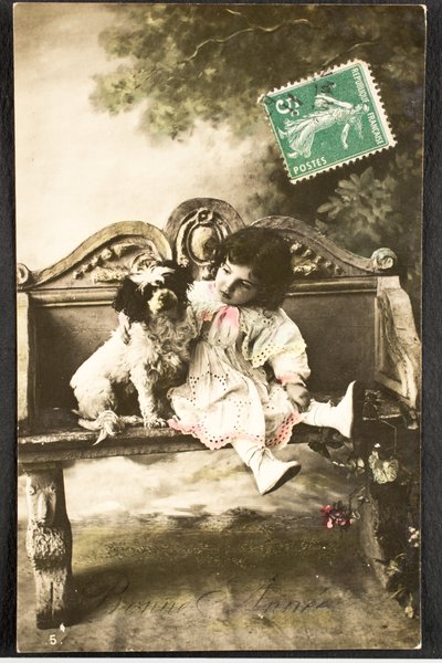 Vecchia cartolina/Buon Anno/Desiderio/Bambino da Augustus Kollner