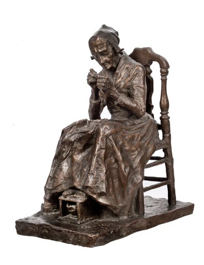 Vecchia donna che rammenda la sua biancheria da Charles Henri Marie van Wijk