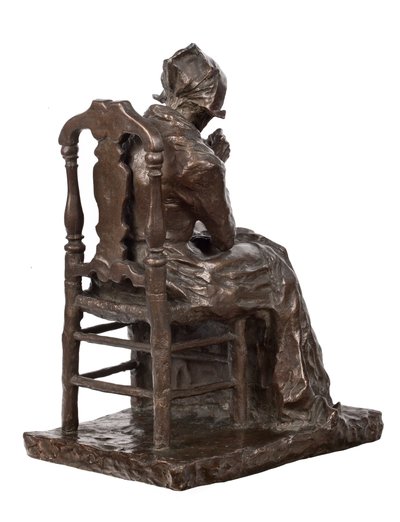 Vecchia che rammenda il suo lino (bronzo) da Charles Henri Marie van Wijk