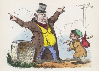 Uomo che dà indicazioni confuse a un viaggiatore sulla strada per Londra da Charles Henry (after) Bennett