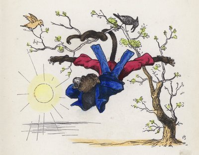 Scimmia appesa a un albero per la coda da Charles Henry (after) Bennett